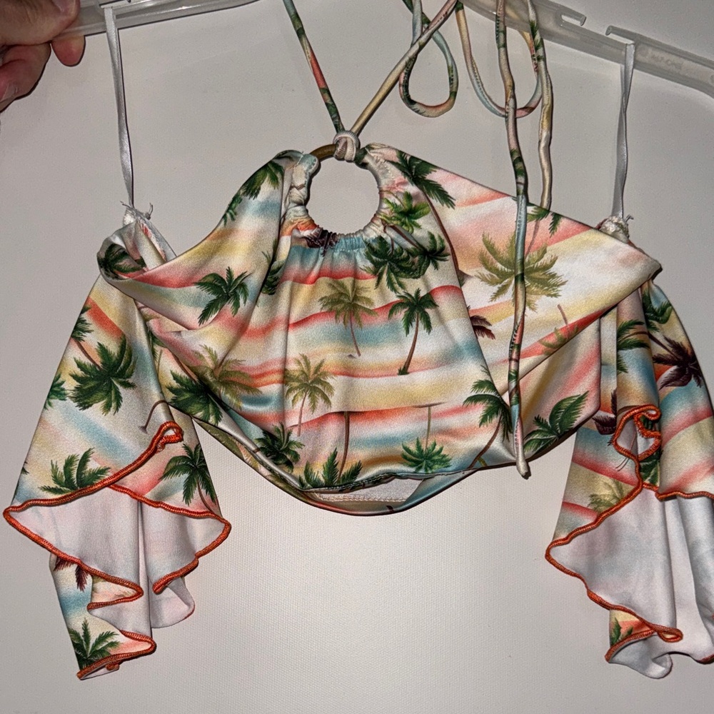 Tropical Print Off-Shoulder Top